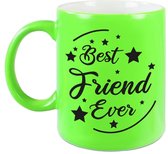 Best Friend Ever cadeau mok / beker - neon groen - 330 ml - verjaardag / bedankje - mok voor vriend / vriendin