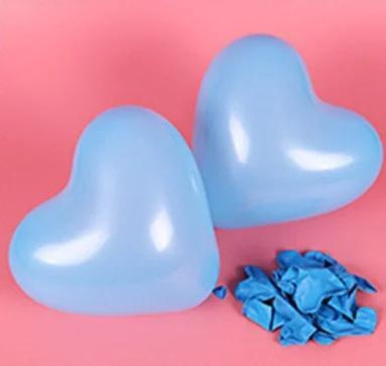 Hartjes ballonnen blauw (10 stuks) | Verjaardag - Jubileum - Bruiloft - Verloving - Valentijn