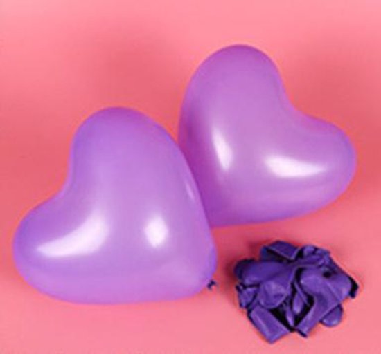 Hartjes ballonnen paars (10 stuks) | Verjaardag - Jubileum - Bruiloft - Verloving - Valentijn