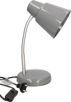 Grijze bureaulamp/tafellamp 14 x 14 x 34 cm - Buigbare leeslampen/bureaulampen/tafellampen