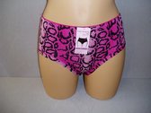 Dames slips 3 packFine woman panterprint met achterkant kant fuchsia roze XXL