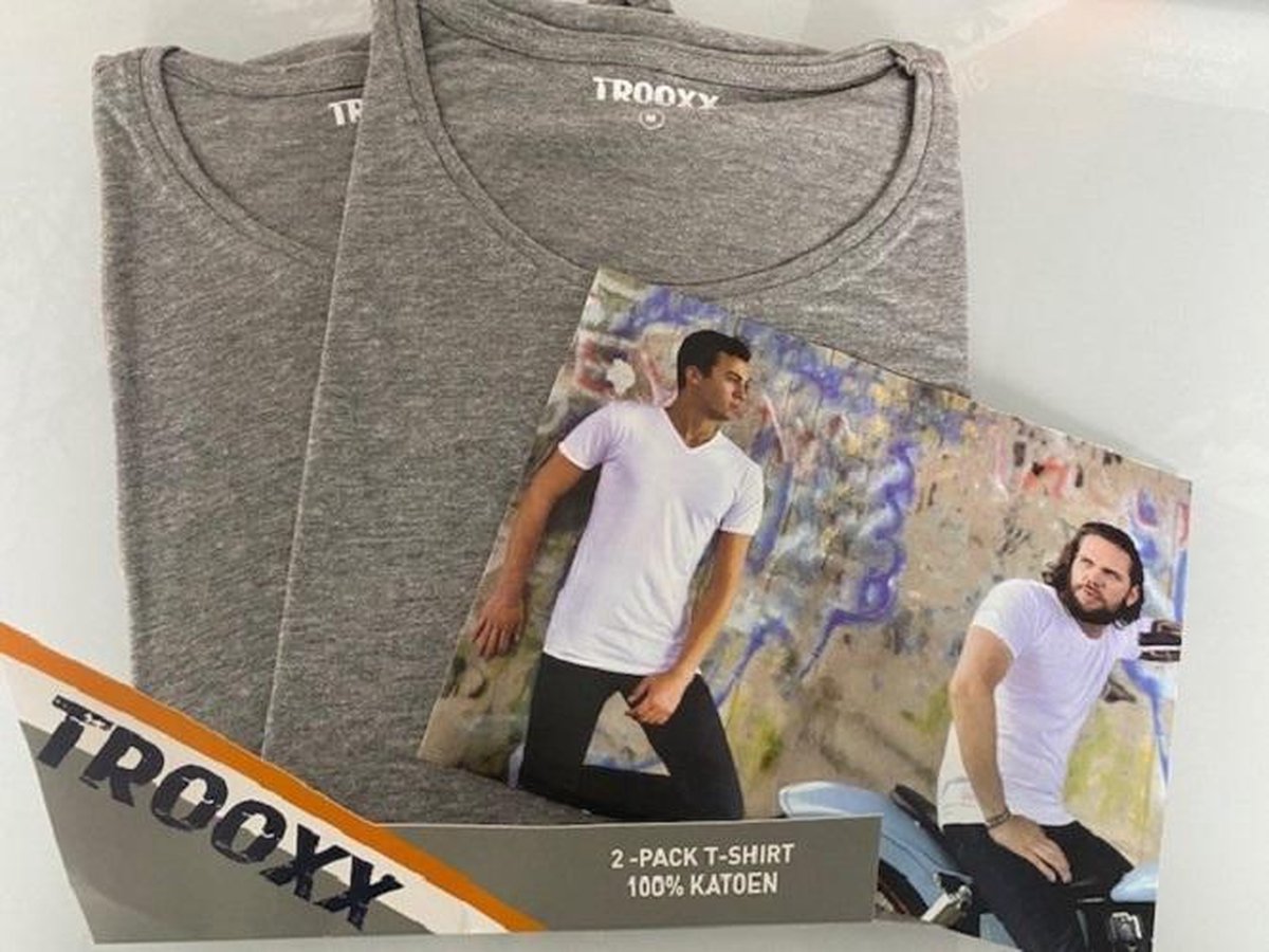 Trooxx T-shirt 2-Pack - Round Neck - Grey - M