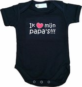 Zwarte romper met "Ik hou van mijn papa's" - maat 74/80 - vaderdag, cadeautje, kraamcadeau, grappig, geschenk, baby, tekst, bodieke