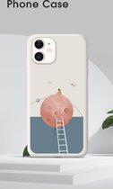 iPhone 11 Hoesjes Siliconen Hoes Case - Red Planet with Spaceman  - wit -Dezelfde mobiele achtergrond