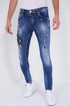 Jeans Heren met Verfspatten - Slim Fit -5301B - Blauw