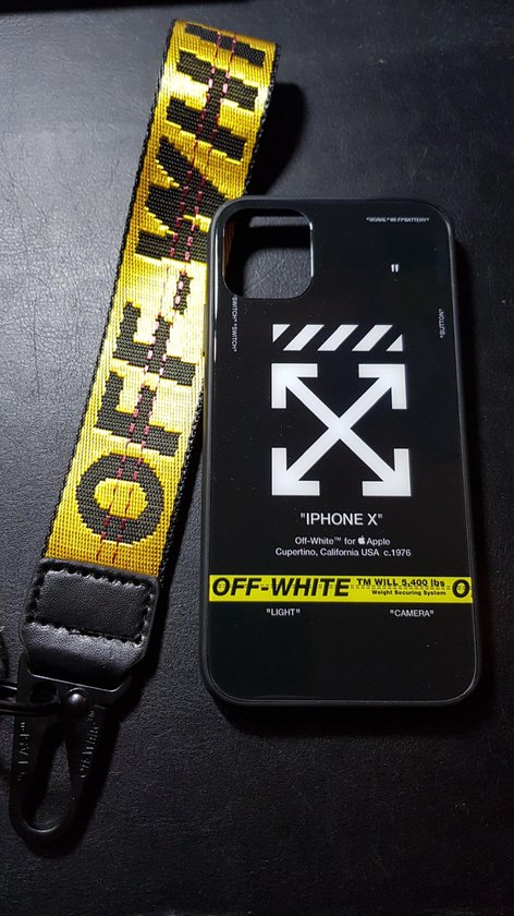 Ecologie Weg kroon Iphone 11 Case - Smartphone Hoesje - Off-White zwart met gele band - 9H  Gehard Glas - ... | bol.com