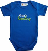 Blauwe romper met "Opa's lieveling" - maat 62/68 - grootvader, babyshower, zwanger, cadeautje, kraamcadeau, grappig, geschenk, baby, tekst