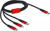 DeLOCK 86711 USB-kabel 1 m USB 2.0 USB C USB C/Micro-USB B/Lightning Zwart, Rood