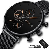 CRRJU® Horloges voor Mannen Herenhorloge Jongens Heren Watch Horloge Vaderdag Kados – Cadeautje Papa Cadeau – Zwart Rosé