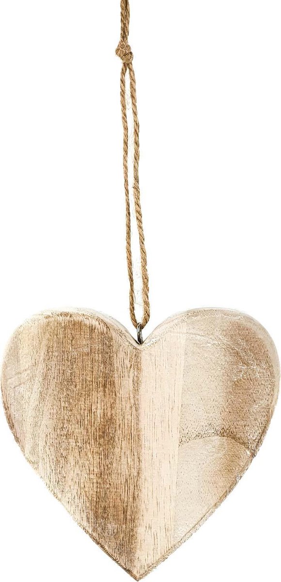 Decoratieve houten hart hanger - 19 x 19 x 2,5 cm - Decoratie item - Hanger  | bol.com