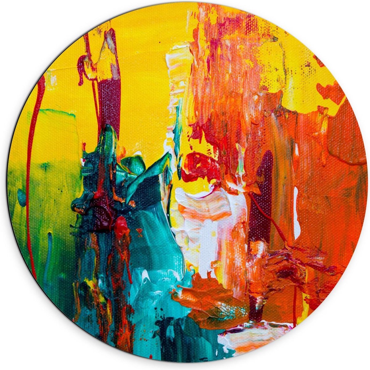 Dibond Wandcirkel - Gekleurde Verf - 70x70cm Foto op Aluminium Wandcirkel (met ophangsysteem)