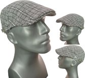 Driver cap zomerpet flatcap met ruitje kleur grijs maat one size