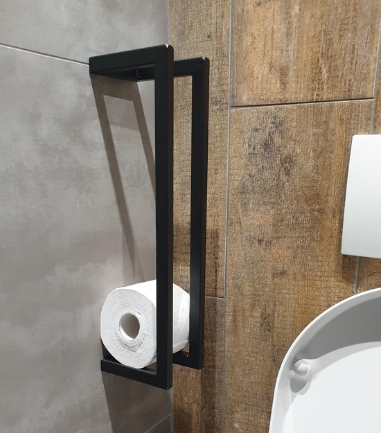 Porte-rouleau de papier toilette Support de cadre noir mat | bol