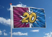 Verjaardagsvlag: '20' - 150x225 cm