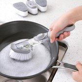 Afwasborstel met Zeepdispenser | 2 in 1 Keukenborstel | Handige Zeepborstel | Hervulbare Schoonmaak Borstel | Keukenborstel met Refill | Reinigingsborstel met Vloeibare Zeep | Praktische Schr