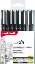 Uni Pin Fineliner 8 Set – Grijs Zwart