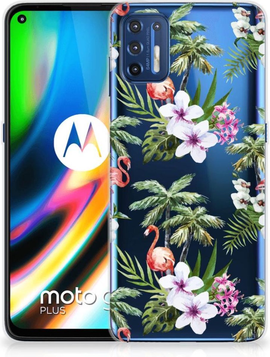 Motorola Moto G9 Plus TPU Hoesje Flamingo Palms