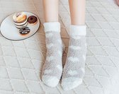 Warme sokken - dames - huissokken - beige / licht bruin - print hart / hartjes - 36-40 - zacht
