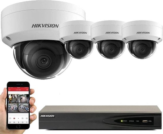 KIT HIKVISION 8MP SYSTEM 4CH CHANNEL NVR IP POE 8 MP DS-2CD2185FWD-I(S) DOME  CAMERA... | bol.com
