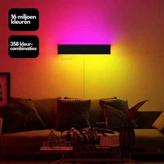 dreigen zuiden medeleerling NOMIO® Wandlamp – 358 kleurcombinaties – Kleurlicht – Dimbaar - Lamp – LED  Lampen –... | bol.com