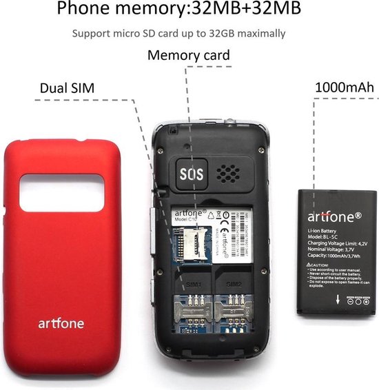 C1 - Senioren Mobiele Telefoon - SOS-functie C1 - Senioren Mobiele Telefoon - SOS-functie