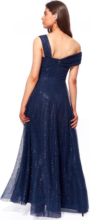 Imperial weerstand bieden Verwoesting Mooie jurk met glitter en aparte mouwafwerking - Maat 42 - Donkerblauw |  bol.com