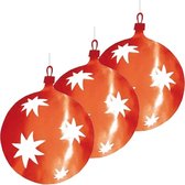 3x stuks kerstballen hangdecoratie rood 40 cm - Grote kartonnen kerstversiering decoraties