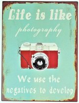 2D bord "Life is like Photography" 33x25cm