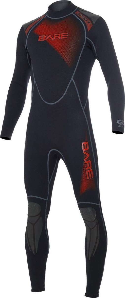 Bare 3/2mm Full - Wetsuit - Heren - M/L - Zwart/Rood