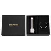 SJ WATCHES Geschenkset Masqat Horloge 28.5mm + Armbandje - Gift set - Geschenkset voor vrouwen - Zilveren horloge en armband
