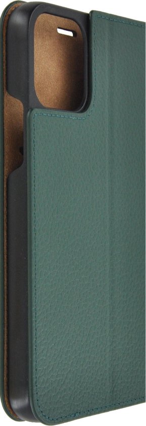 Etui iPhone 12 - Bookcase - Etui Portefeuille Etui Portefeuille Ultra Fin en Cuir Véritable Vert Pin