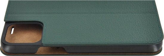Etui iPhone 12 - Bookcase - Etui Portefeuille Etui Portefeuille Ultra Fin en Cuir Véritable Vert Pin