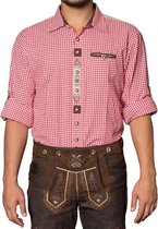 Partychimp Oktoberfest overhemd trachtenhemd Jagdhutte Rood - L