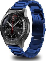 Smartwatch bandje - Geschikt voor Samsung Galaxy Watch 3 41mm, Active 2, 20mm horlogebandje - RVS metaal - Fungus - Schakel - Blauw