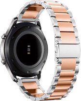 Smartwatch bandje - Geschikt voor Samsung Galaxy Watch 3 41mm, Active 2, 20mm horlogebandje - RVS metaal - Fungus - Schakel - Zilver Rosegoud
