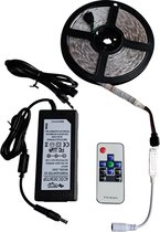 LEDstrip SET RGB 5 meter | compleet met afstandsbediening en voeding  | SMD5050 - 60 LEDs/m | waterdicht IP65