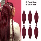 Purfect Hair– 4xProfessionele Pre-Stretched Braiding Hair – 66 cm – 900 Rood Bordeaux Hair – Nep Haar Extensions – Stijl Haar om te Vlechten