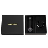 SJ WATCHES Geschenkset La Palma Horloge 36mm + Armbandje - Gift set - Geschenkset voor vrouwen - Zwarte dames horloge geschenkset