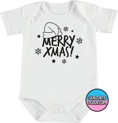 RompertjesBaby - Merry Xmas! - maat 86/92 - korte mouwen - baby - baby kleding jongens - baby kleding meisje - rompertjes baby - rompertjes baby met tekst - kraamcadeau meisje - kr
