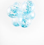 Ballonnen met lichtblauwe confetti | 6 stuks