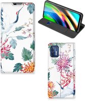 Wallet Bookcase Motorola Moto G9 Plus Telefoonhoesje Bird Flowers