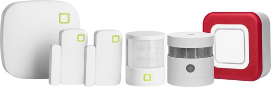 AduroSmart ERIA® Smart home zigbee security set medium - hub, draadloze contactsensor - deursensor / raamsensor, draadloze bewegingssensor, draadloze sirene / alarm, draadloze rookmelder