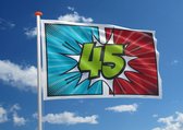 Verjaardagsvlag: '45' - 100x150 cm