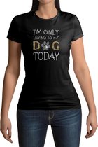 Talking to my dog T-shirt - Dames - Maat XL - Zwart