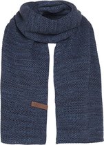 Knit Factory Jazz Gebreide Sjaal Dames & Heren - Blauwe Wintersjaal - Langwerpige sjaal - Wollen sjaal - Heren sjaal - Dames sjaal - Jeans/Navy - 200x30 cm
