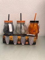 Halloween glazen met rietjes en shotglazen - set van 7 stuks