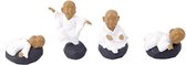 Wellness-House |Zen Art Beeldjes Buddha Set van 4 wit | Boeddha Beeldjes | 2,5*3cm | Statues