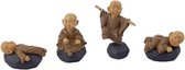 Wellness-House | Zen Art Beeldjes Buddha Set van 4 bruin | Boeddha Beeldjes | 2,5*3cm | Statues
