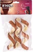 Flamingo hondensnack R'hide duck wrapped curl 15cm 3st 110gr. Let op: 1 zakje met 3 stuks!