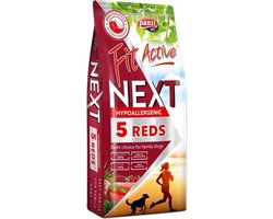 Fit Active Next 5 Reds – Graanvrij hypoallergeen hondenvoer – Hondenbrokken met rund, lam, wild, buffel en zalm – 3kg